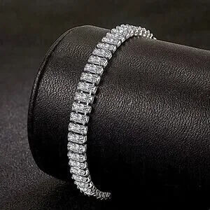 Sterling Silver Baguette Diamond Tennis Bracelet